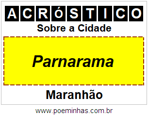 Acróstico Para Imprimir Sobre a Cidade Parnarama