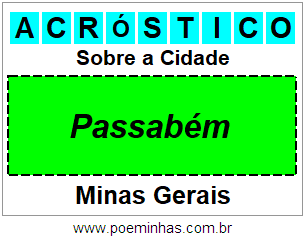 Acróstico Para Imprimir Sobre a Cidade Passabém