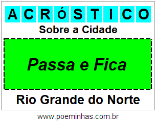 Acróstico Para Imprimir Sobre a Cidade Passa e Fica