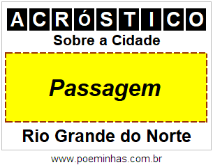 Acróstico Para Imprimir Sobre a Cidade Passagem