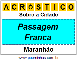 Acróstico Para Imprimir Sobre a Cidade Passagem Franca