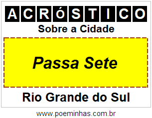 Acróstico Para Imprimir Sobre a Cidade Passa Sete