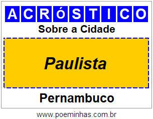 Acróstico Para Imprimir Sobre a Cidade Paulista