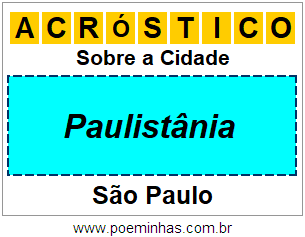 Acróstico Para Imprimir Sobre a Cidade Paulistânia