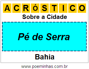 Acróstico Para Imprimir Sobre a Cidade Pé de Serra