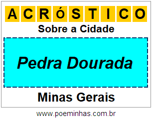 Acróstico Para Imprimir Sobre a Cidade Pedra Dourada