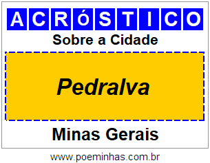 Acróstico Para Imprimir Sobre a Cidade Pedralva