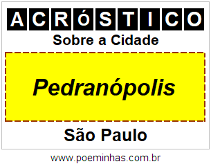 Acróstico Para Imprimir Sobre a Cidade Pedranópolis