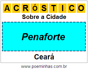 Acróstico Para Imprimir Sobre a Cidade Penaforte