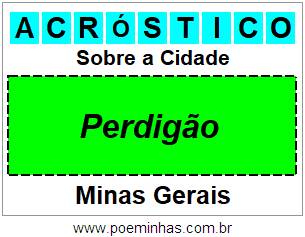 Acróstico Para Imprimir Sobre a Cidade Perdigão