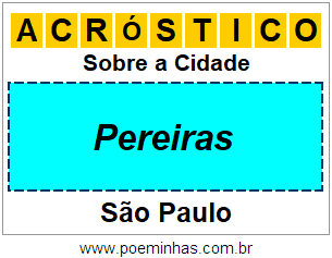 Acróstico Para Imprimir Sobre a Cidade Pereiras