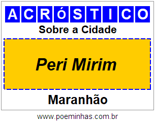 Acróstico Para Imprimir Sobre a Cidade Peri Mirim