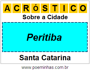 Acróstico Para Imprimir Sobre a Cidade Peritiba