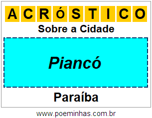 Acróstico Para Imprimir Sobre a Cidade Piancó