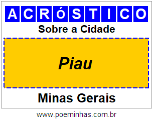 Acróstico Para Imprimir Sobre a Cidade Piau