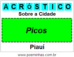 Acróstico Para Imprimir Sobre a Cidade Picos