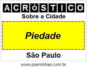 Acróstico Para Imprimir Sobre a Cidade Piedade