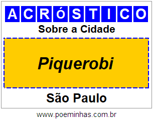 Acróstico Para Imprimir Sobre a Cidade Piquerobi