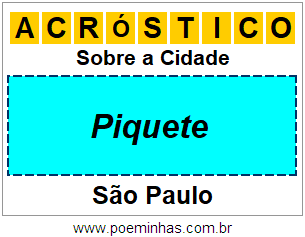 Acróstico Para Imprimir Sobre a Cidade Piquete