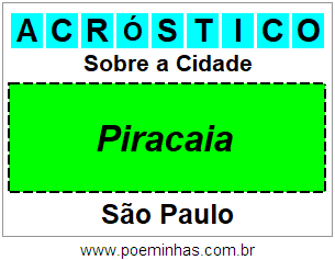 Acróstico Para Imprimir Sobre a Cidade Piracaia