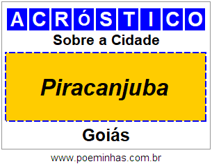 Acróstico Para Imprimir Sobre a Cidade Piracanjuba