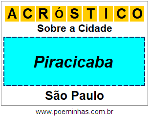 Acróstico Para Imprimir Sobre a Cidade Piracicaba