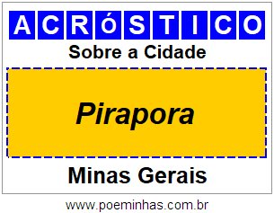 Acróstico Para Imprimir Sobre a Cidade Pirapora