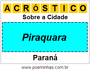 Acróstico Para Imprimir Sobre a Cidade Piraquara