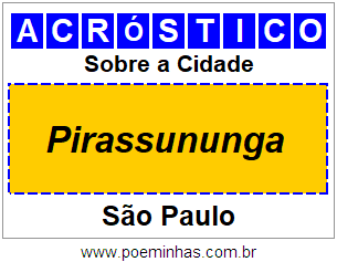 Acróstico Para Imprimir Sobre a Cidade Pirassununga