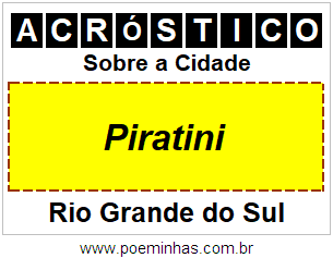 Acróstico Para Imprimir Sobre a Cidade Piratini