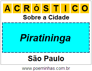 Acróstico Para Imprimir Sobre a Cidade Piratininga