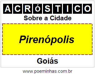 Acróstico Para Imprimir Sobre a Cidade Pirenópolis