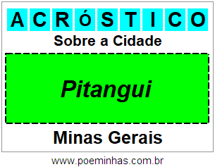 Acróstico Para Imprimir Sobre a Cidade Pitangui