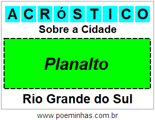 Acróstico Para Imprimir Sobre a Cidade Planalto