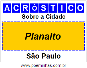 Acróstico Para Imprimir Sobre a Cidade Planalto