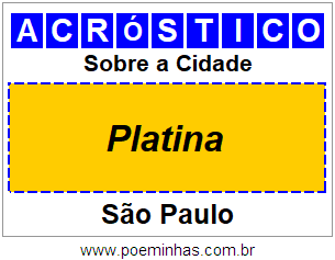 Acróstico Para Imprimir Sobre a Cidade Platina