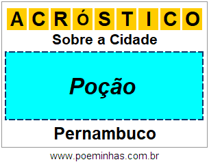 Acróstico Para Imprimir Sobre a Cidade Poção