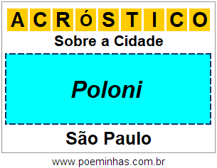 Acróstico Para Imprimir Sobre a Cidade Poloni