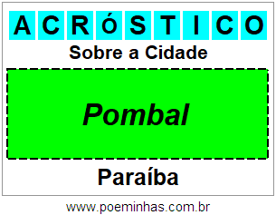 Acróstico Para Imprimir Sobre a Cidade Pombal