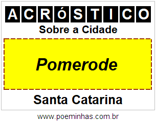 Acróstico Para Imprimir Sobre a Cidade Pomerode