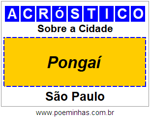 Acróstico Para Imprimir Sobre a Cidade Pongaí