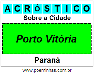 Acróstico Para Imprimir Sobre a Cidade Porto Vitória