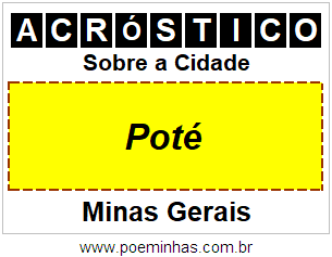 Acróstico Para Imprimir Sobre a Cidade Poté