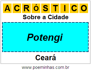 Acróstico Para Imprimir Sobre a Cidade Potengi