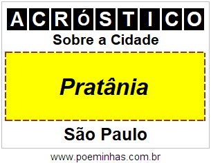 Acróstico Para Imprimir Sobre a Cidade Pratânia