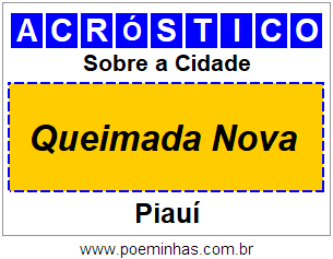 Acróstico Para Imprimir Sobre a Cidade Queimada Nova