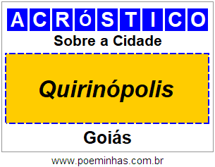 Acróstico Para Imprimir Sobre a Cidade Quirinópolis