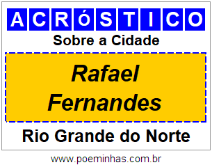 Acróstico Para Imprimir Sobre a Cidade Rafael Fernandes