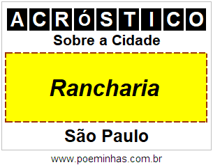 Acróstico Para Imprimir Sobre a Cidade Rancharia