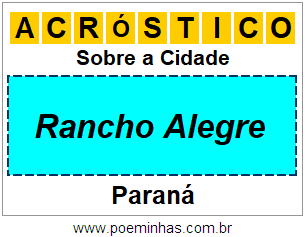 Acróstico Para Imprimir Sobre a Cidade Rancho Alegre